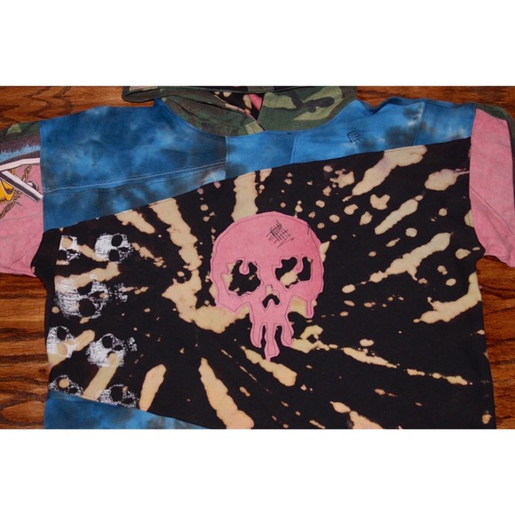 1/1 Reworked Skull Slayer Hoodie, Bleached, Tie dyed Medium, custom hoodie - Picture 2 of 11